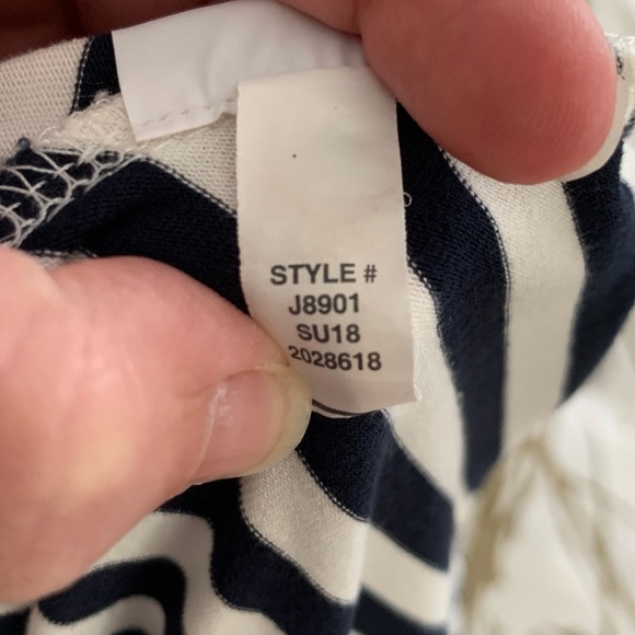 J. Crew Swingy Chevron Mock Neck Dress J8901 | Medium | Striped Navy & White - Picture 5 of 7